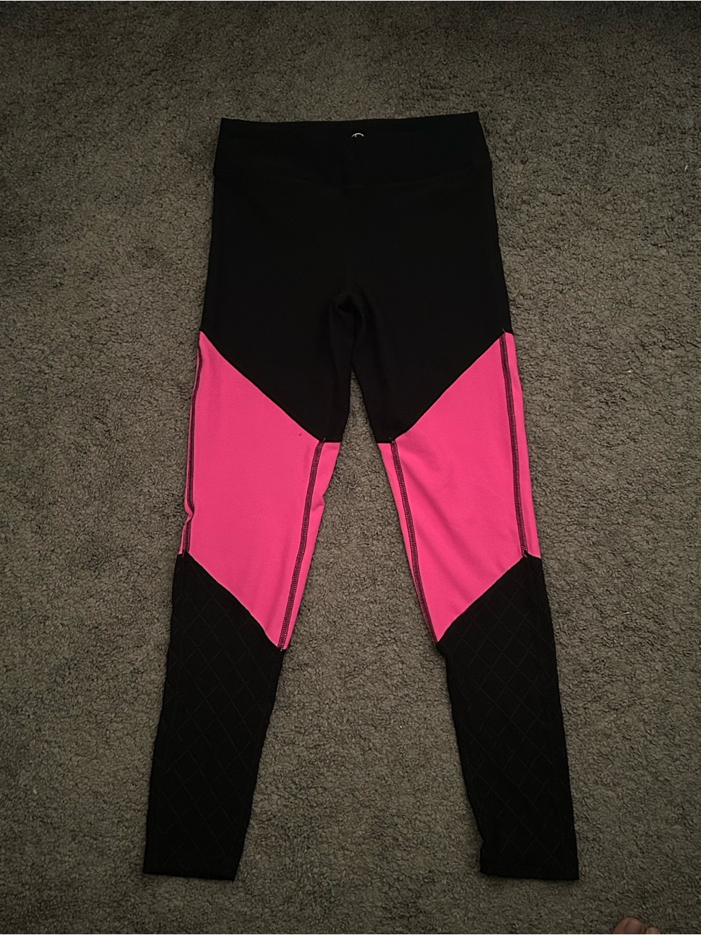 90 Degree By Reflex Black and Hot Pink Colorblock Leggings